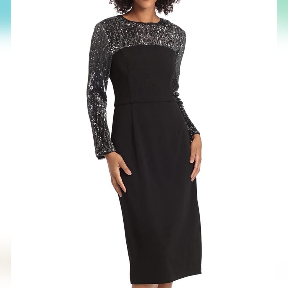 Maggy London Women's Long Sleeve Tie Back Dress Size 8